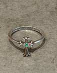 CHROME HEARTS EMERALD CROSS BUBBLEGUM RING 'SILVER'