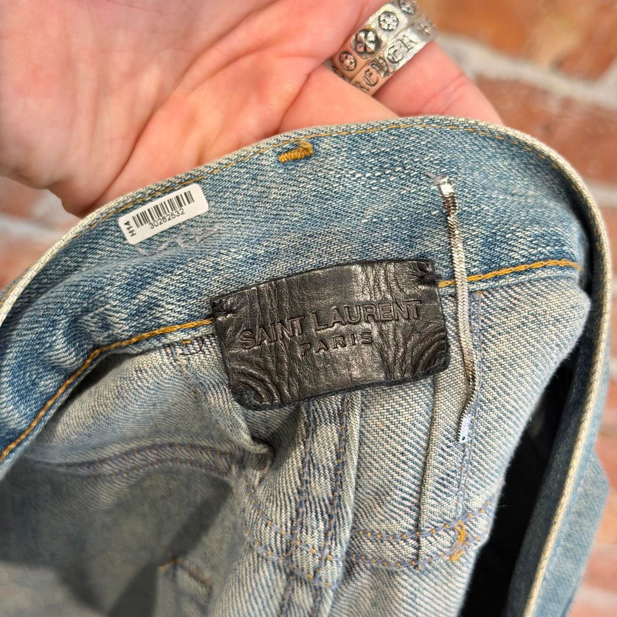 SAINT LAURENT SS15 D02 KNIFE CUT DENIM ‘MUD WASH BLUE’