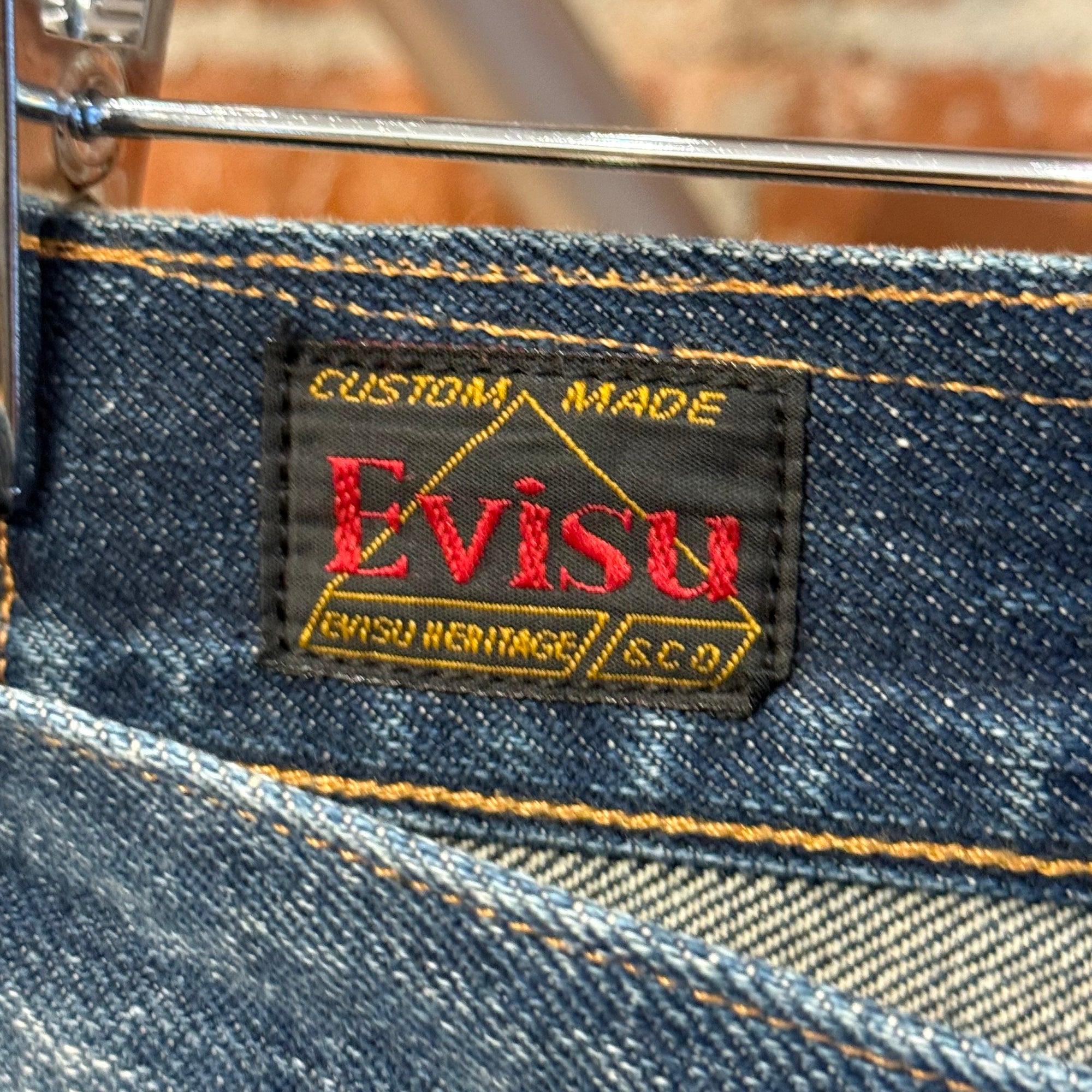 EVISU LOT 2010 13OZ SLIM STRAIGHT DENIM JEANS ‘FADED INDIGO/WHITE’