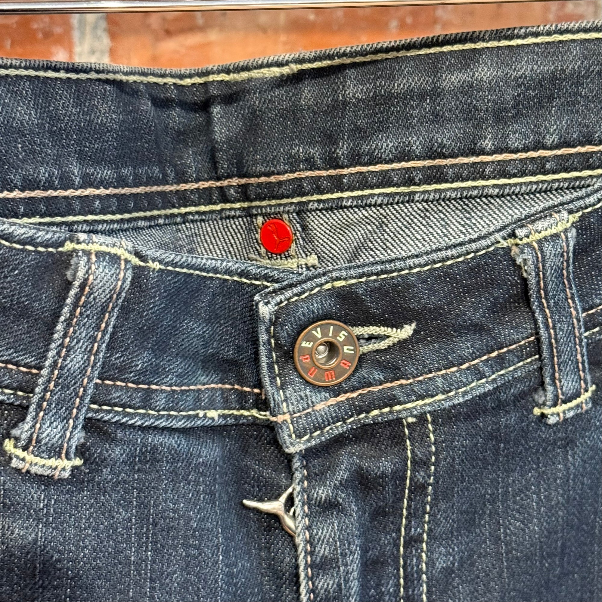 EVISU X PUMA LOW-RISE SLIM STRAIGHT DENIM ‘INDIGO/MINT’