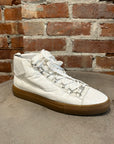 BALENCIAGA CRACKED LEATHER ARENAS ‘WHITE/GUM’