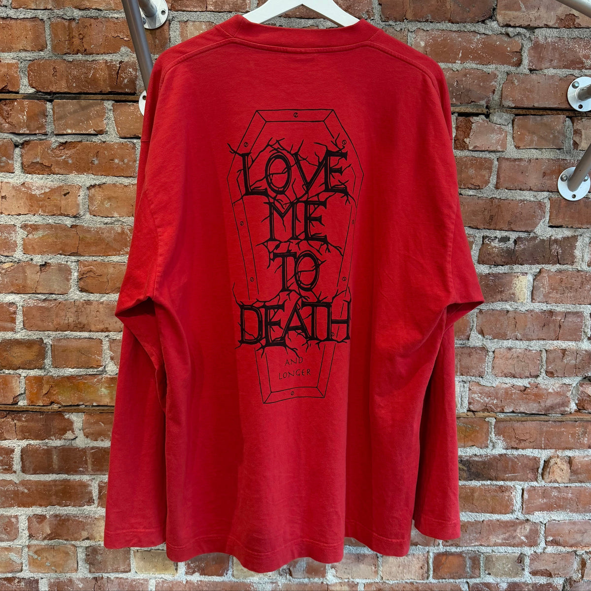 VETEMENTS AW18 LOVE ME TO DEATH LONGSLEEVE ‘RED’