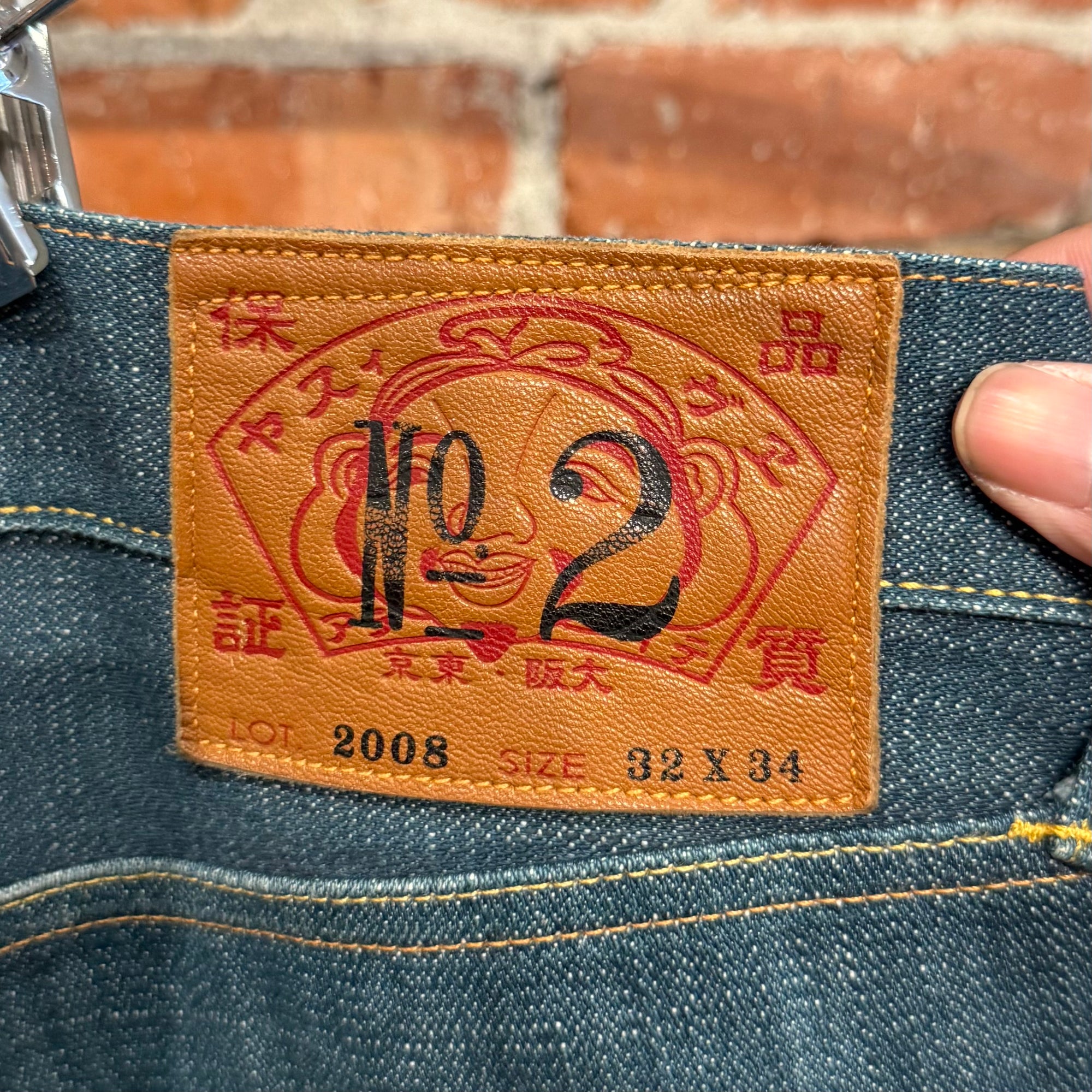 EVISU LOT 2008 THIN GULL STRAIGHT FIT DENIM ‘WASHED INDIGO/IVORY’