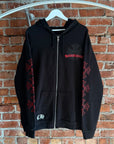 CHROME HEARTS VINTAGE PLUS CROSS FLEECE LINED ZIP UP 'BLACK/RED'