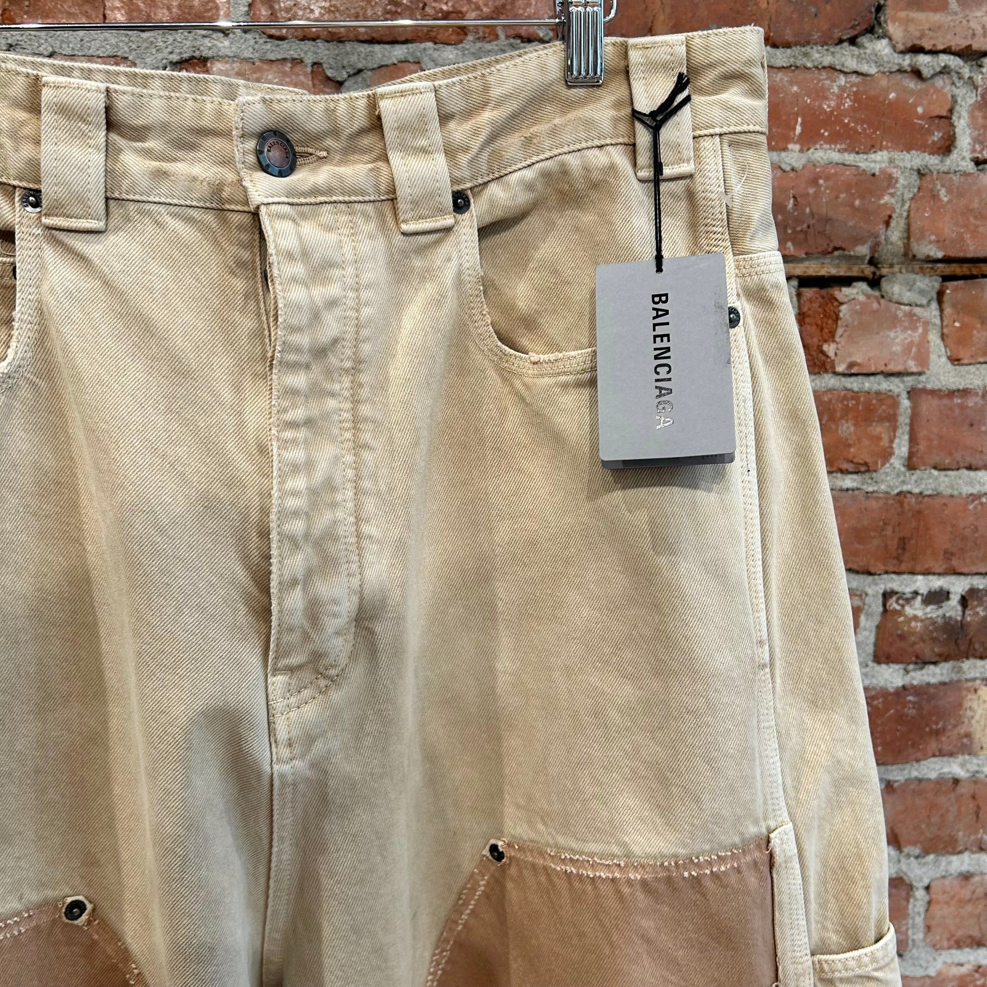BALENCIAGA FW25 DISTRESSED DOUBLE KNEE CARPENTER PANTS ‘TAN’