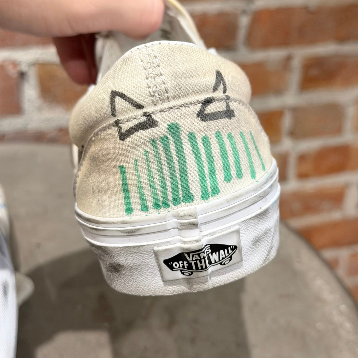 PALY HOLLYWOOD 1 OF 1 HAND PAINTED VANS SLIP ONS ‘WHITE’