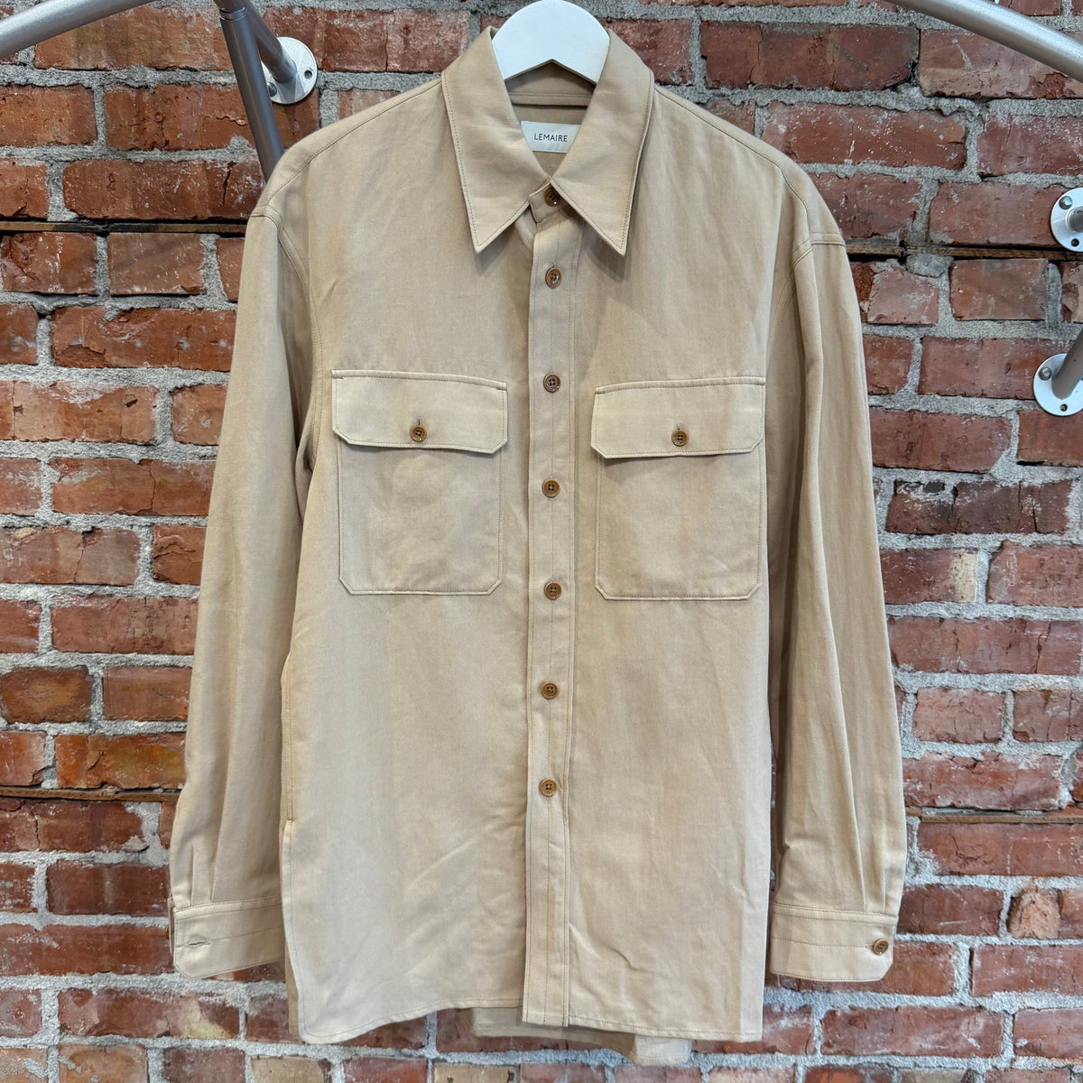 LEMAIRE TWO-POCKET LINEN FIELD SHIRT ‘SAND’
