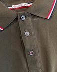 MONCLER TRICOLOR TRIMMED PIQUE POLO ‘OLIVE’