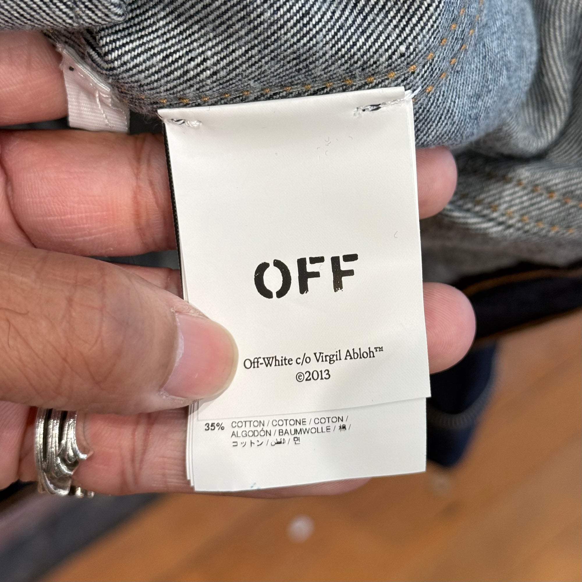 OFF-WHITE 90S SKATE LOGO DENIM TRUCKER JACKET ‘NAVY’
