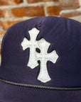 CHROME HEARTS DOUBLE CROSS PATCH TRUCKER HAT ‘NAVY’