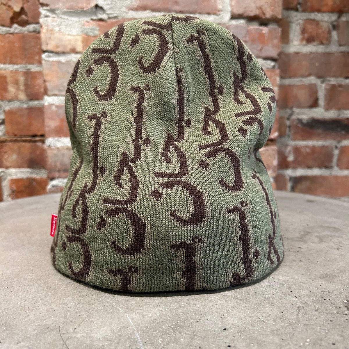 SUPREME FW25 ARABIC LOGO JACQUARD BEANIE ‘OLIVE’