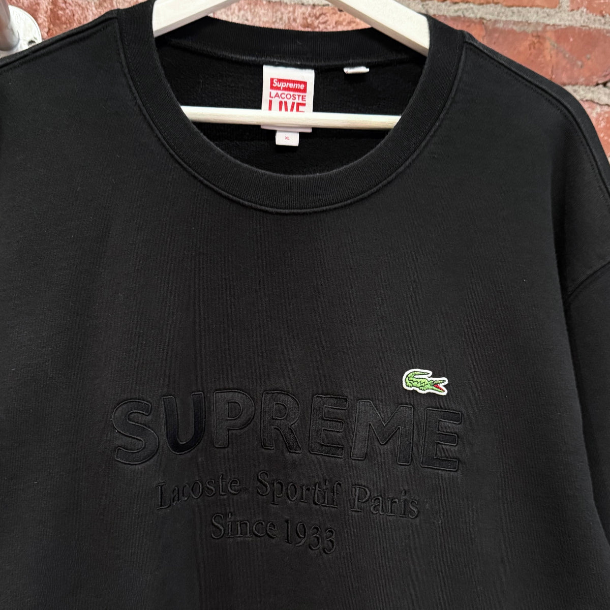 SUPREME SS18 LACOSTE CREWNECK ‘BLACK’