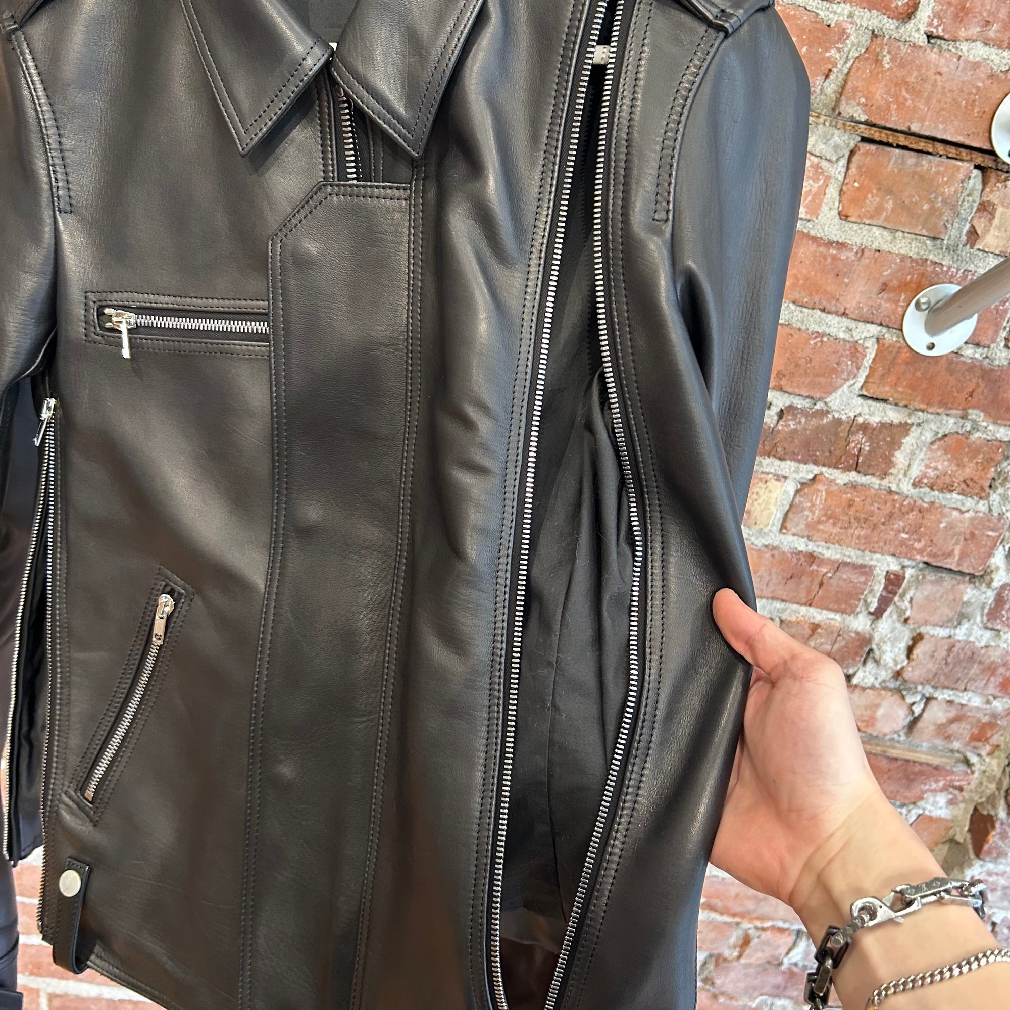 RICK OWENS X SUIC*DE SS26 TEMPLE VEGA LEATHER JACKET ‘BLACK’