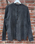 EVAN KINORI SUMI INK DYED BAND COLLAR SHIRT ‘SLATE’