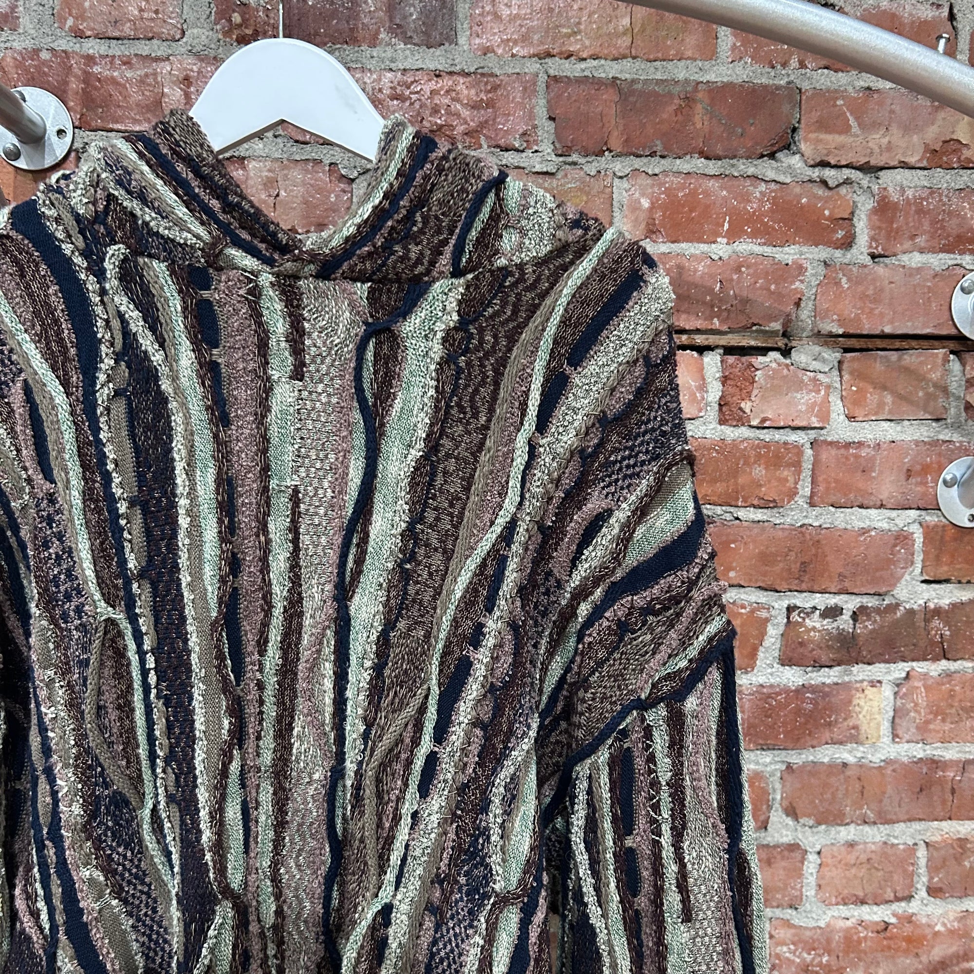 KAPITAL 7G UNIT GAUDY COOGI KNIT HOODIE ‘GREEN/MULTI’