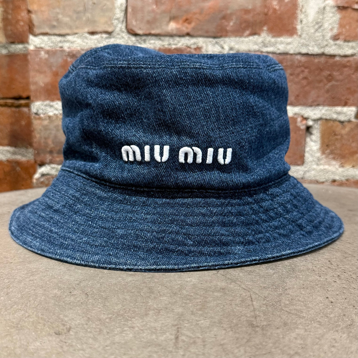 MIU MIU SS25 DENIM BUCKET HAT ‘DARK BLUE’