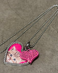BALENCIAGA HEART PHOTO LOCKET KITTEN NECKLACE ‘SILVER/PINK’