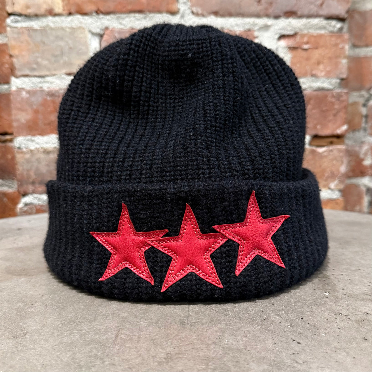 CHROME HEARTS TRIPLE STAR PATCH CASHMERE BEANIE ‘BLACK’