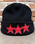 CHROME HEARTS TRIPLE STAR PATCH CASHMERE BEANIE ‘BLACK’