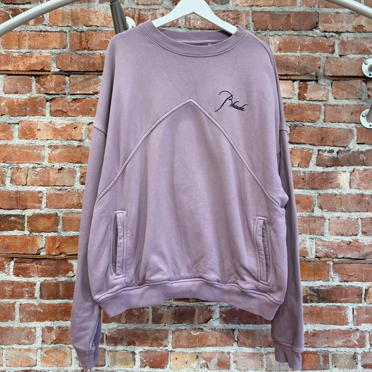 RHUDE LOGO PRINT SLOUCHY CREWNECK ‘MAUVE’