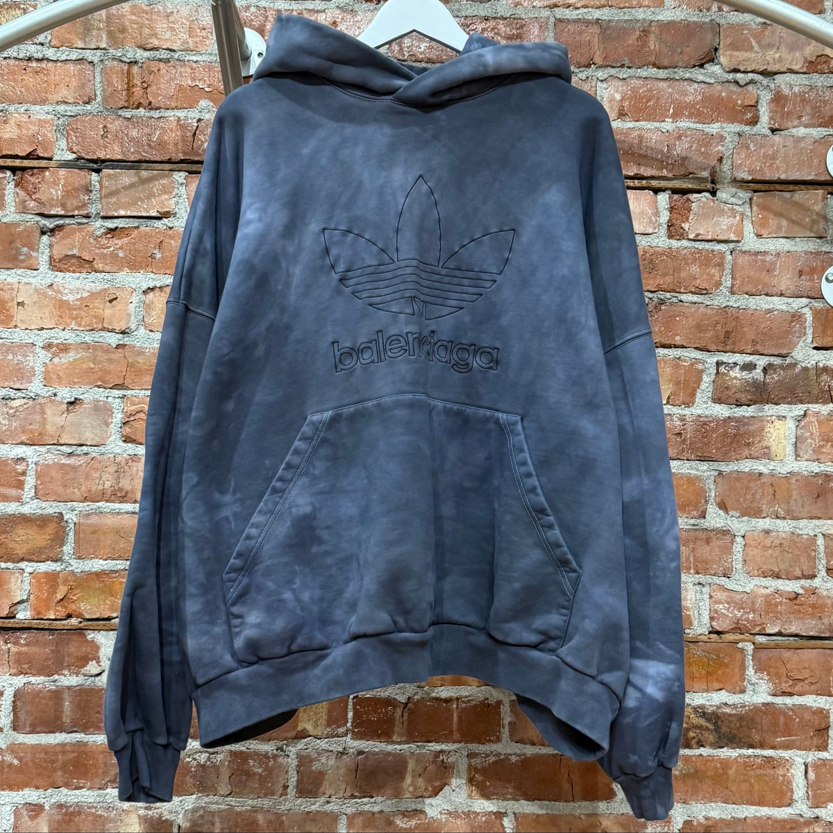 BALENCIAGA SS23 ADIDAS TREFOIL HOODIE ‘VINTAGE BLUE’