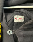 KAPITAL RECONSTRUCTED PATCHWORK SMILEY HOODIE ‘BLACK/YELLOW’