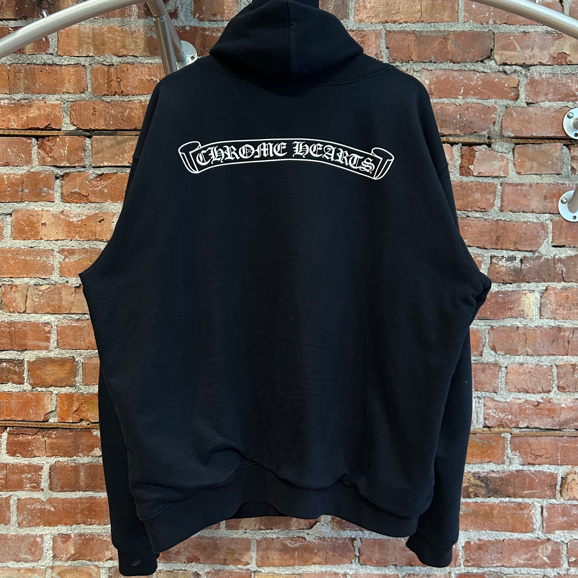 CHROME HEARTS SCROLL BANNER THERMAL ZIP HOODIE ‘BLACK’