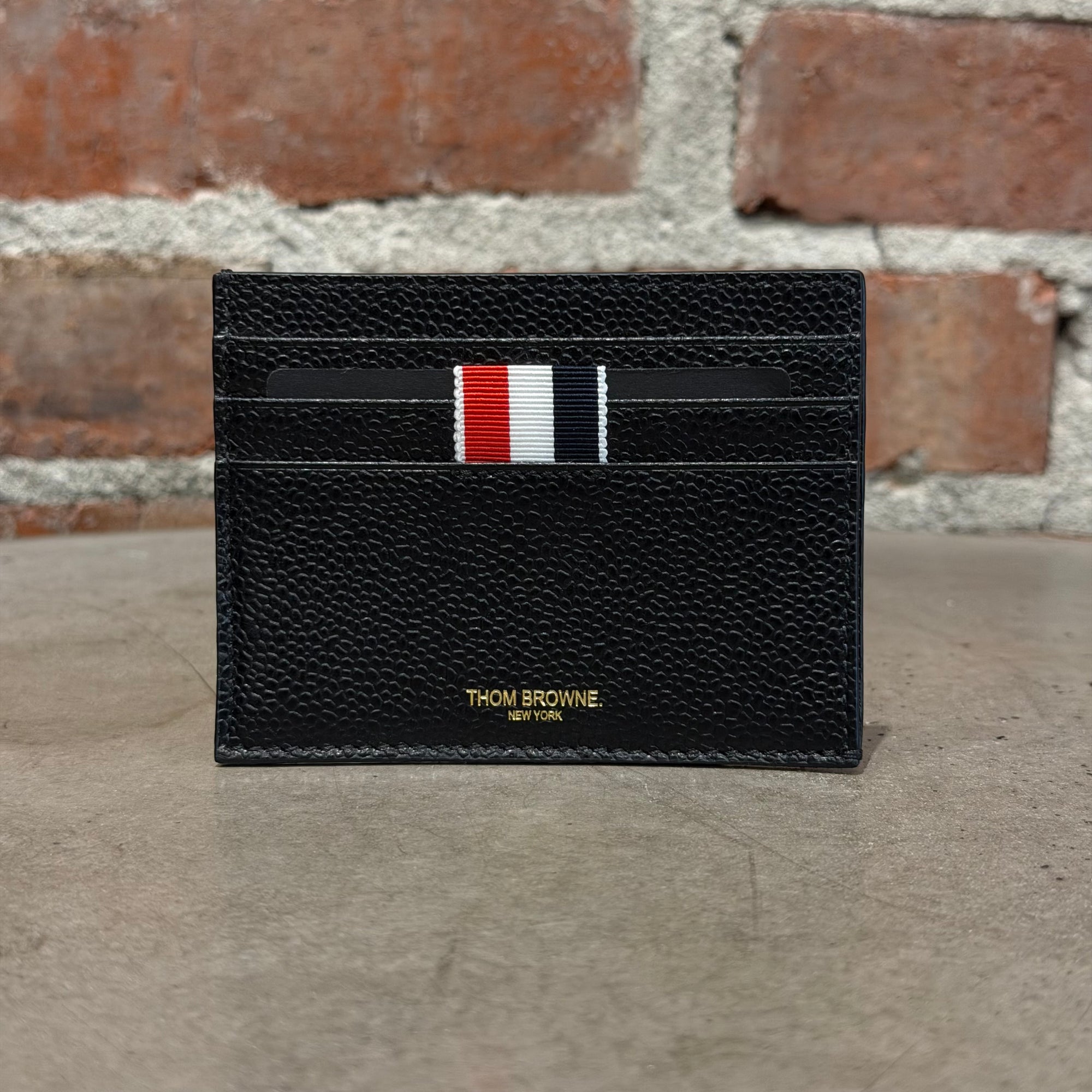 THOM BROWNE PEBBLE GRAIN CARDHOLDER ‘BLACK’