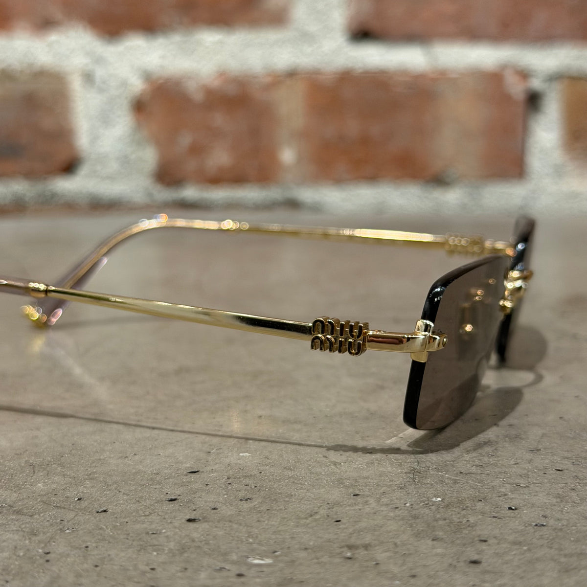 MIU MIU B50S RIMLESS SUNGLASSES ‘GOLD’