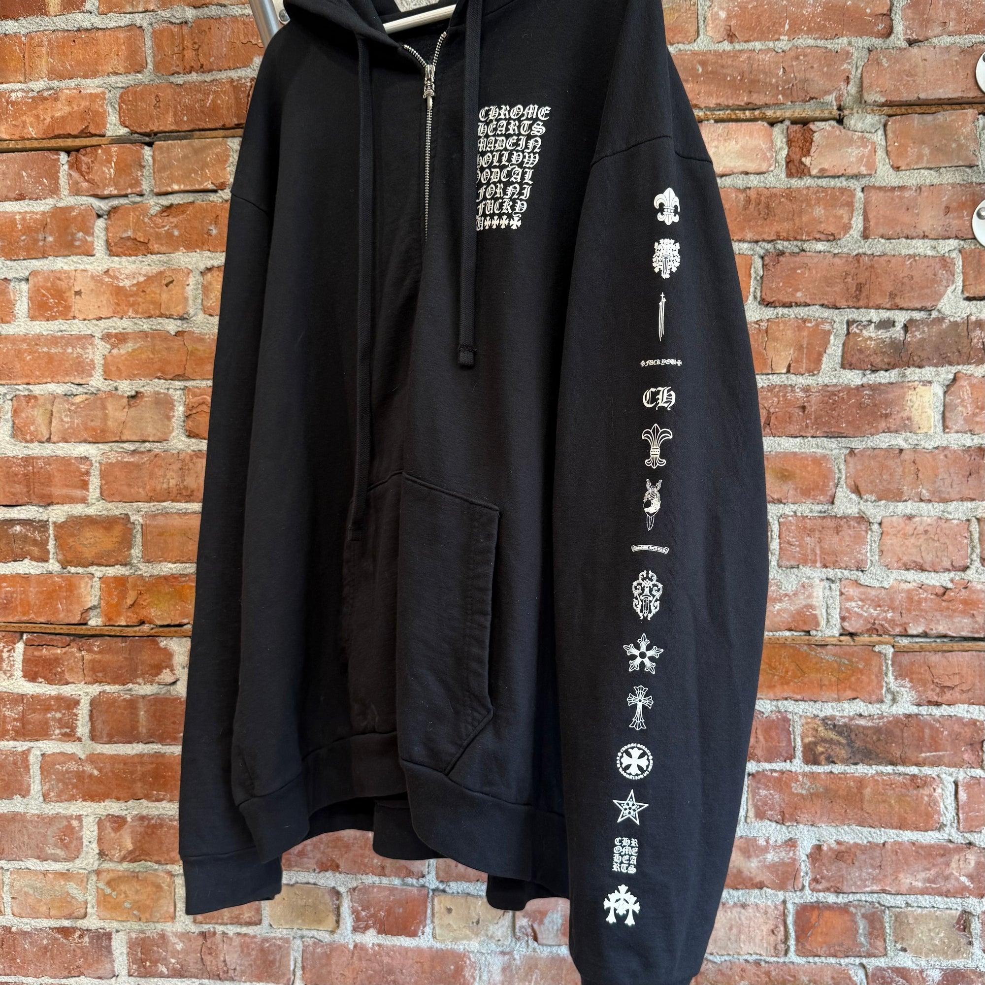 CHROME HEARTS EYE CHART MULTI-LOGO ZIP HOODIE ’BLACK’