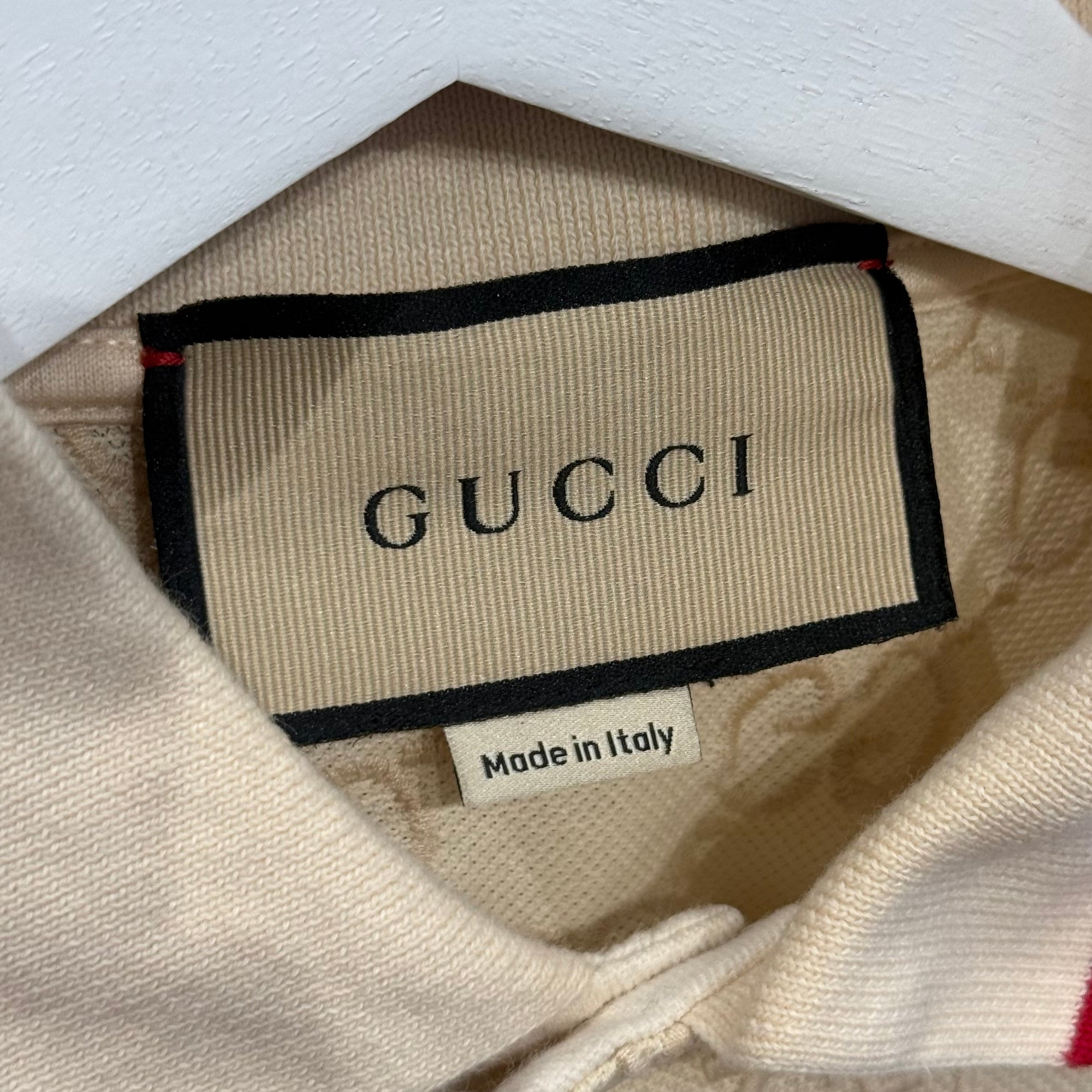 GUCCI JACQUARD GG TIPPED POLO SHIRT ‘CREAM’