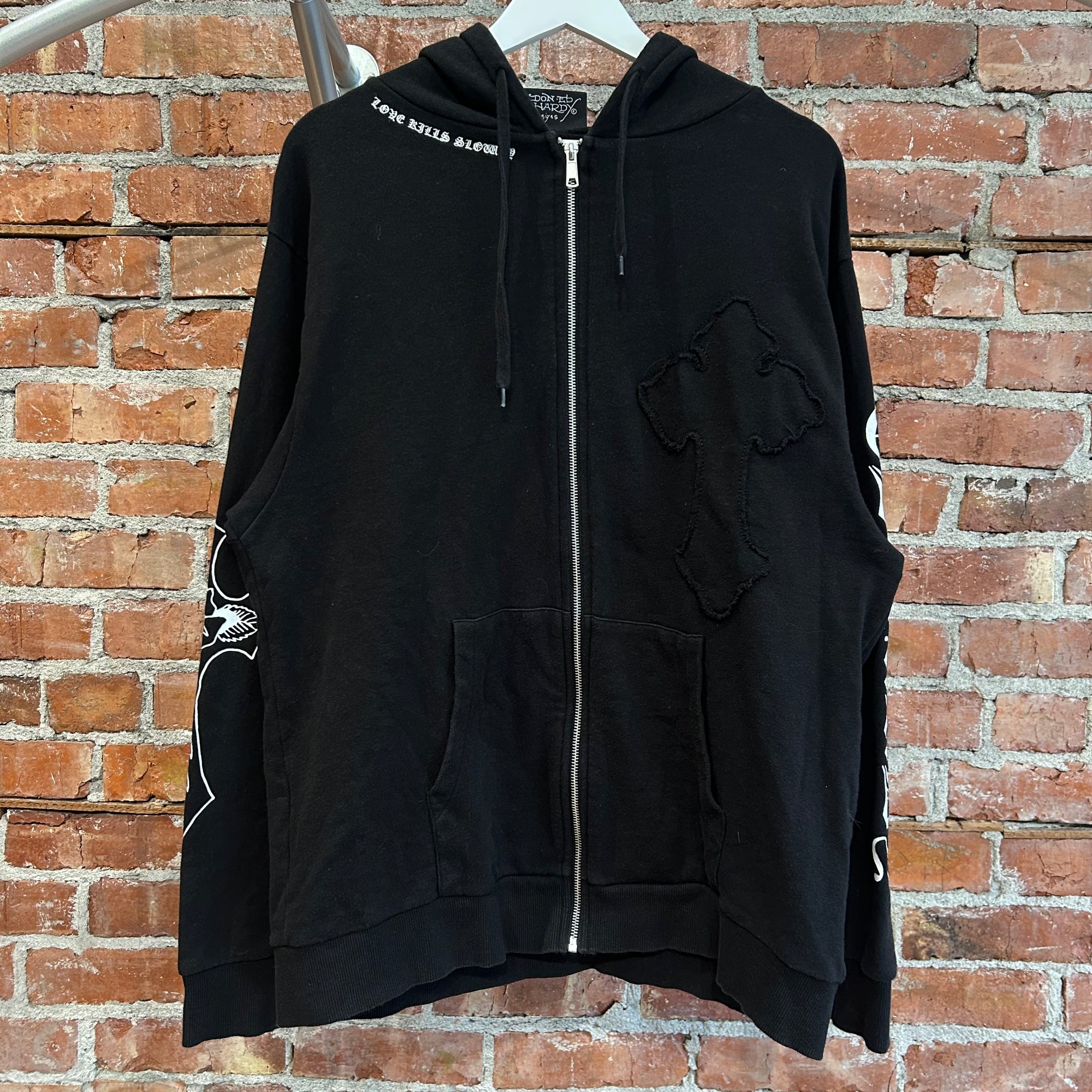 ED HARDY CHROME BOOTLEG ZIP HOODIE ‘BLACK’