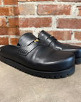 VERSACE LEATHER CLOG MULES ‘BLACK’