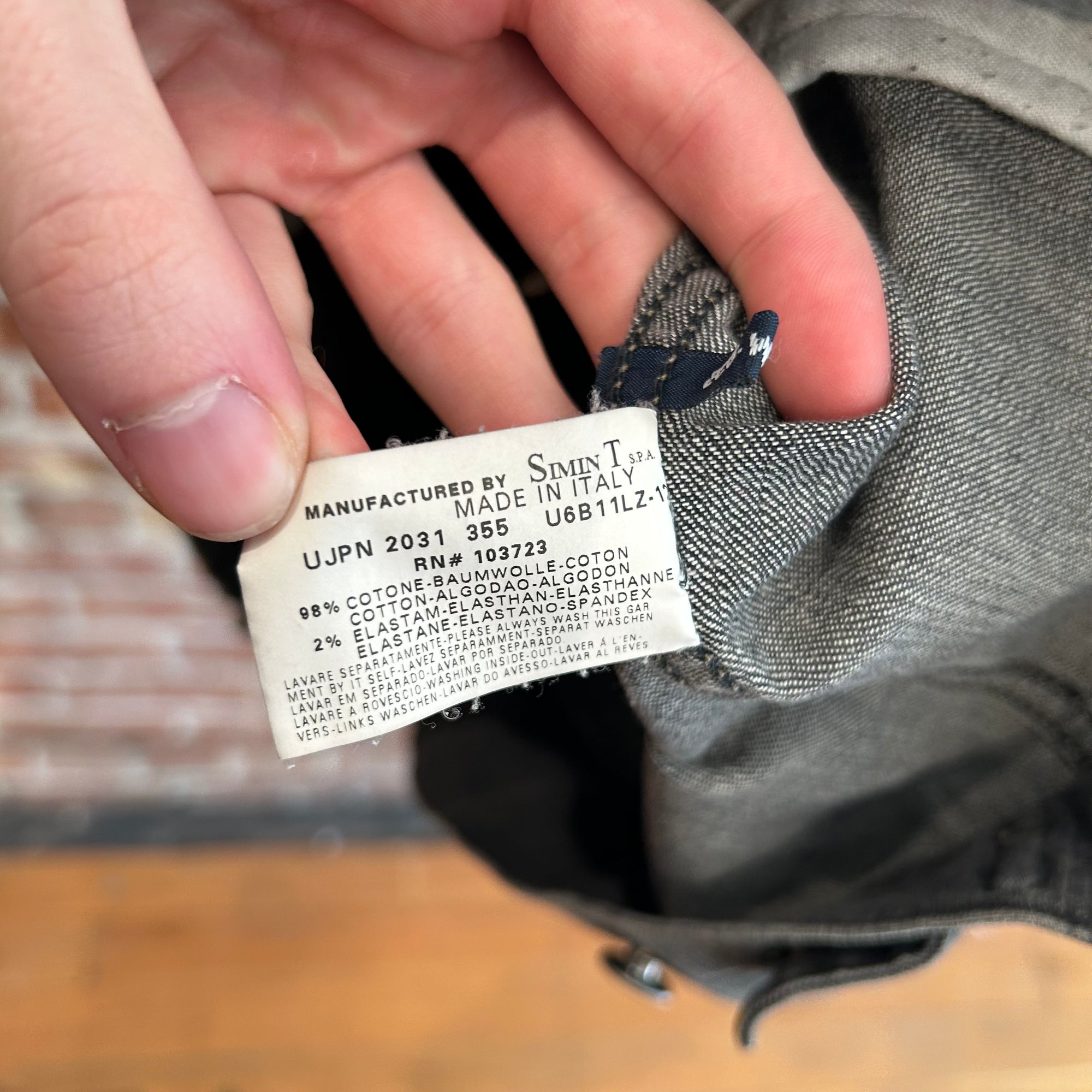 ARMANI 00S VINTAGE BIG LOGO DENIM JACKET ‘WASHED GRAY’