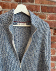 BRUNELLO CUCINELLI MELANGE WOOL ZIP UP SWEATER ‘BLUE’