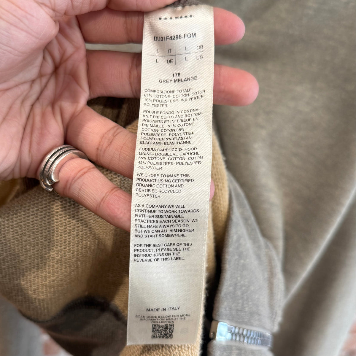 RICK OWENS FW26 DRKSDHW MOUNTAIN ZIP HOODIE ‘GREY’