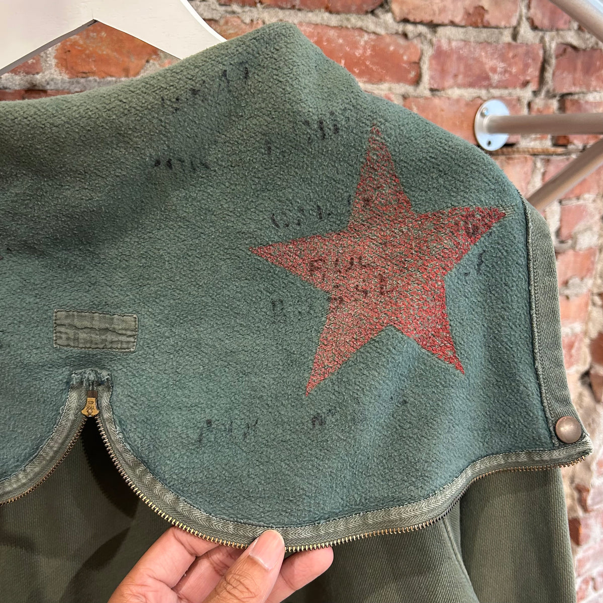 KAPITAL "RED ARMY" STAR ZIP HOODIE ‘SAGE’