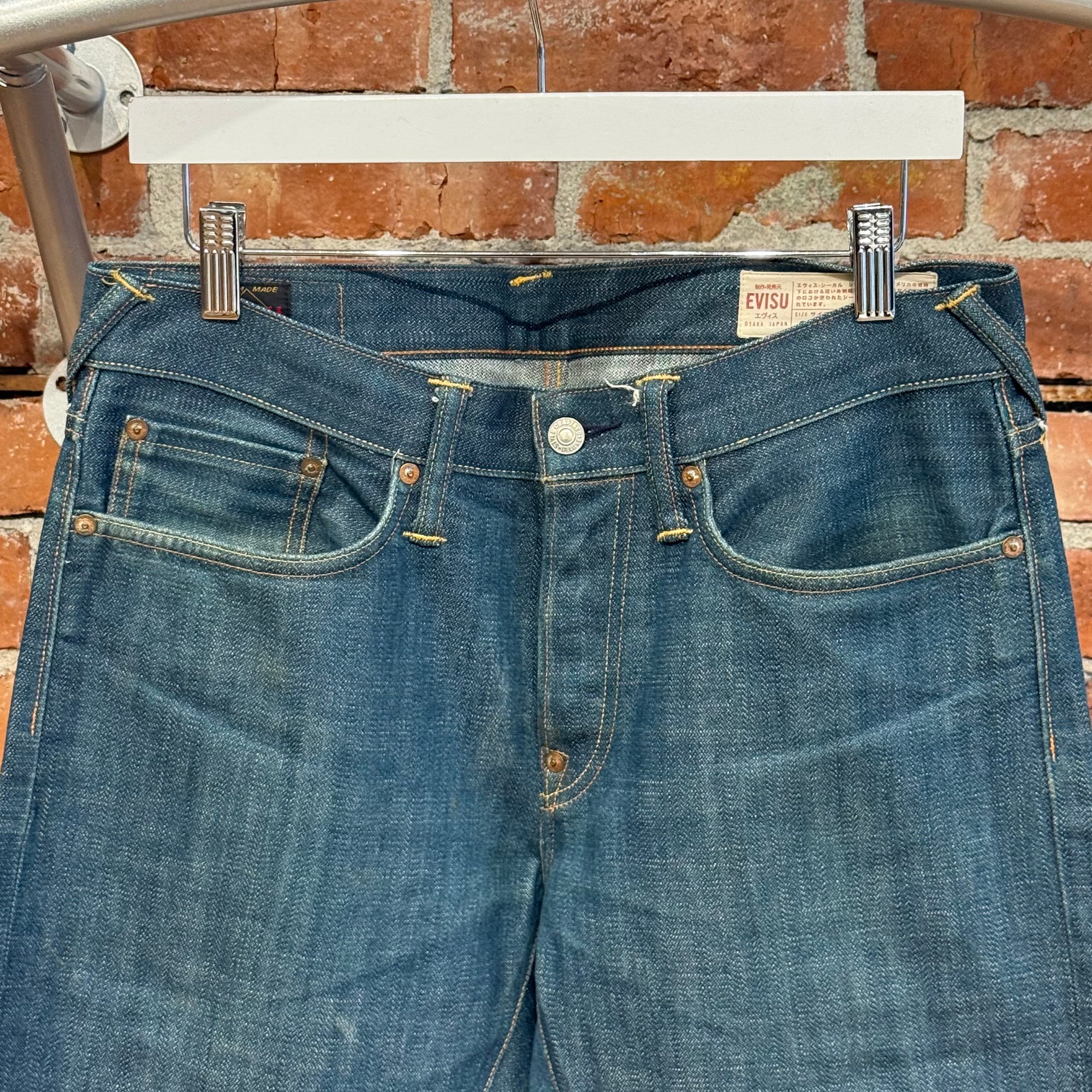 EVISU LOT 2008 THIN GULL STRAIGHT FIT DENIM ‘WASHED INDIGO/IVORY’