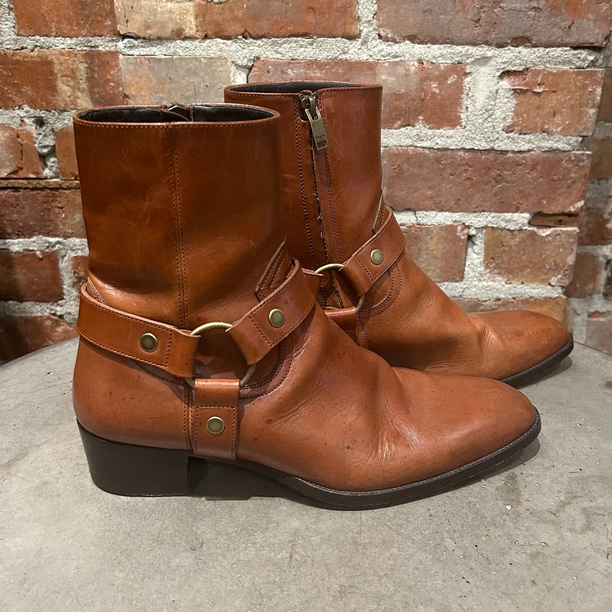 SAINT LAURENT SS14 WYATT HARNESS BOOTS ‘BROWN’