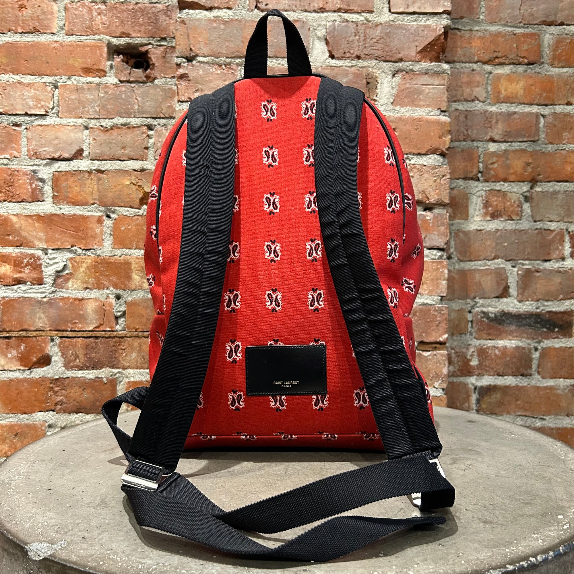 SAINT LAURENT SS15 PSYCH ROCK PAISLEY BACKPACK ‘RED’