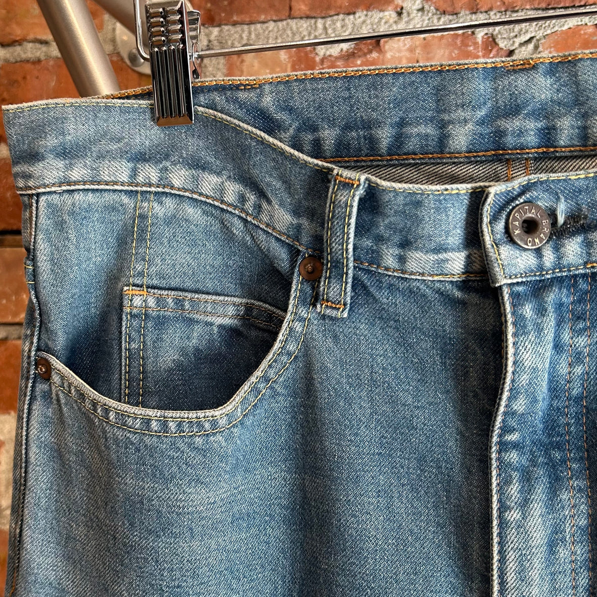 KAPITAL KOUNTRY OKABILLY FLARED PATCHWORK DENIM ‘BLUE’