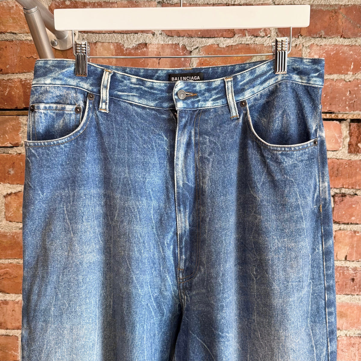 BALENCIAGA SS20 TROMPE L'OEIL DENIM PRINT SWEATPANTS ‘BLUE’