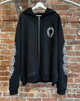 CHROME HEARTS HORSESHOE FLORAL THERMAL ZIP HOODIE ‘BLACK’