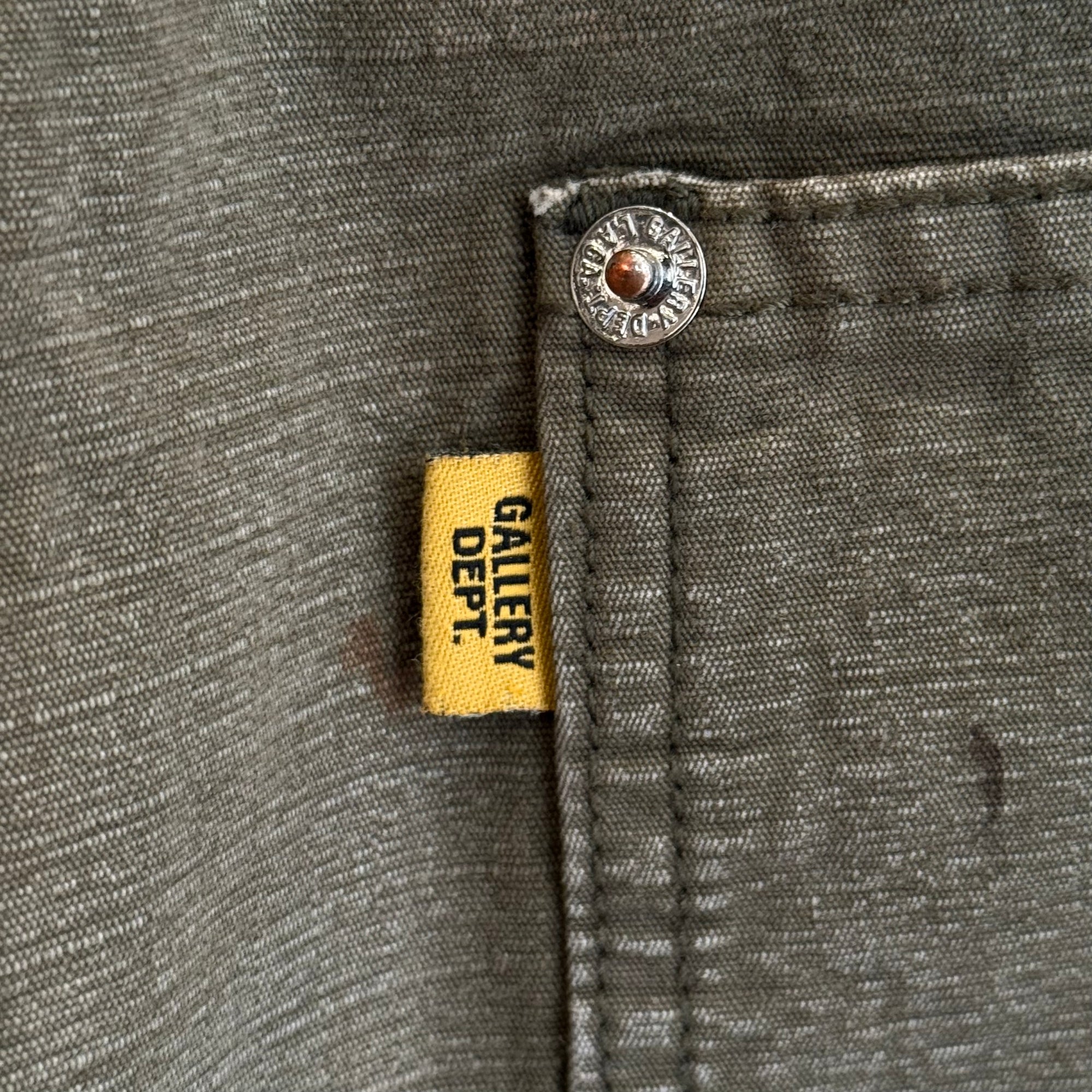 GALLERY DEPT RECYCLED RECONSTRUCTION FLARE PANTS ‘GREEN’