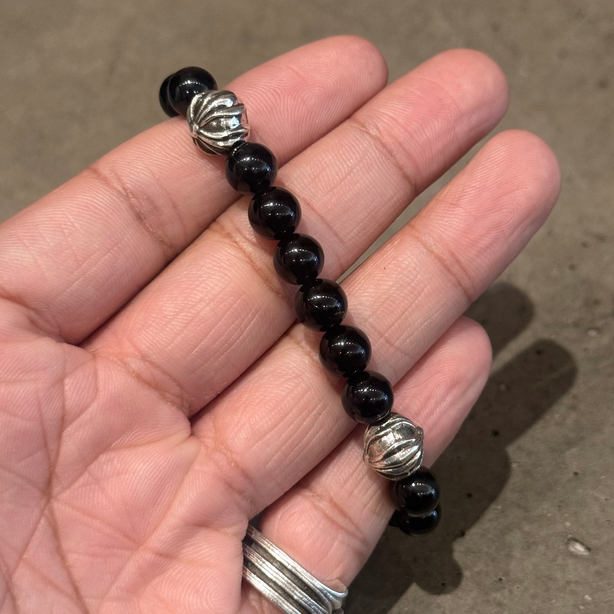 CHROME HEARTS 10MM OBSIDIAN 5-BEAD BRACELET ‘BLACK’