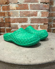 BOTTEGA VENETA WOVEN MULE SLIDES ‘GREEN’