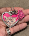BALENCIAGA HEART PHOTO LOCKET KITTEN NECKLACE ‘SILVER/PINK’