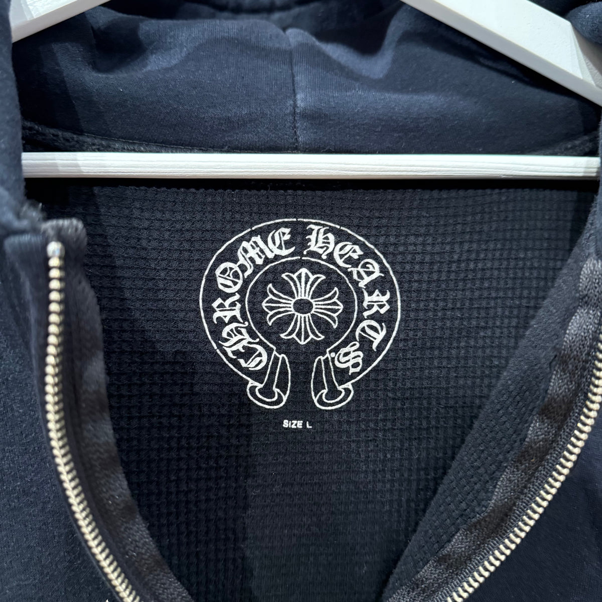 CHROME HEARTS VINTAGE THERMAL HORSESHOE ZIP HOODIE ‘BLACK’