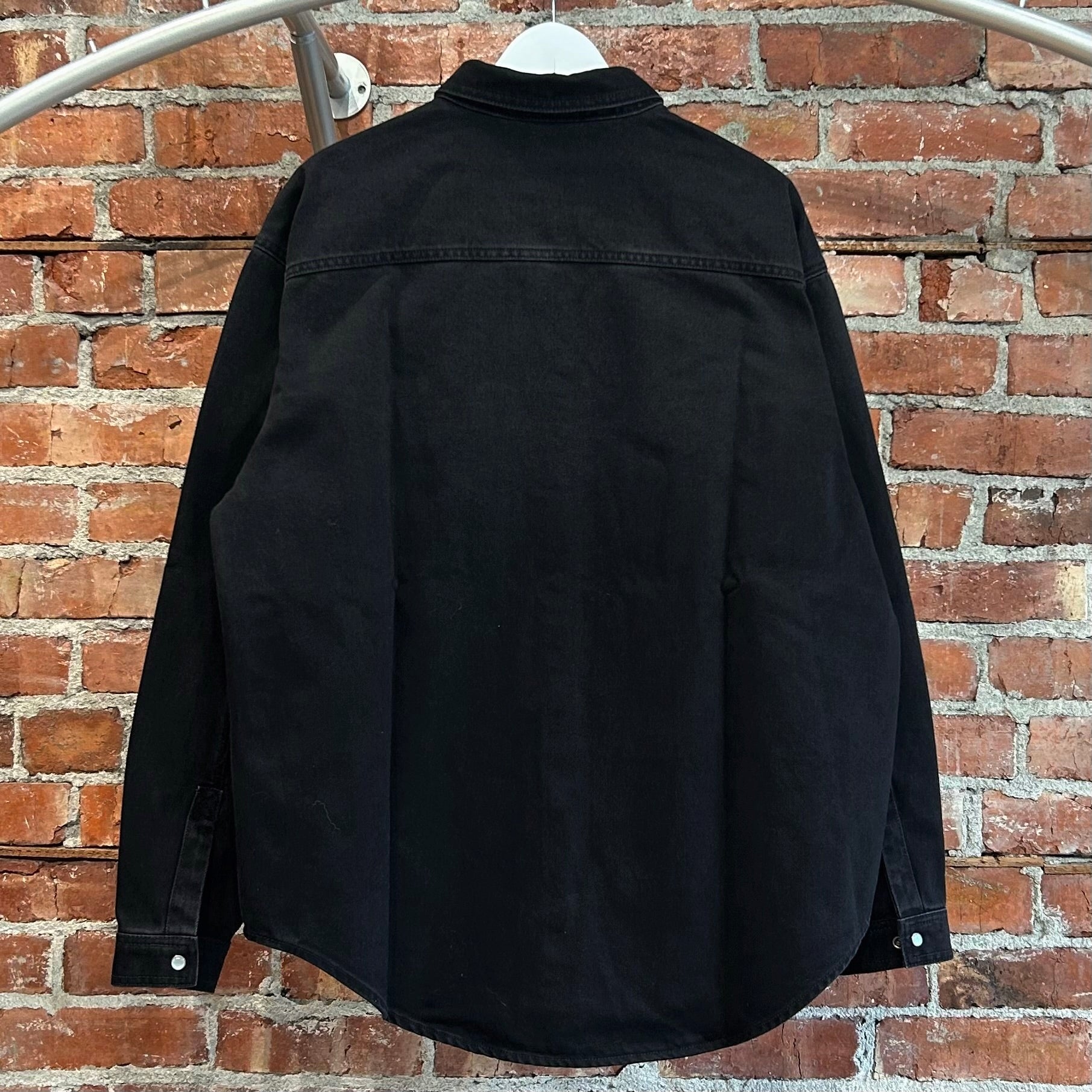 VETEMENTS SS19 RHINESTONE EMBELLISHED DENIM OVERSHIRT ‘BLACK’
