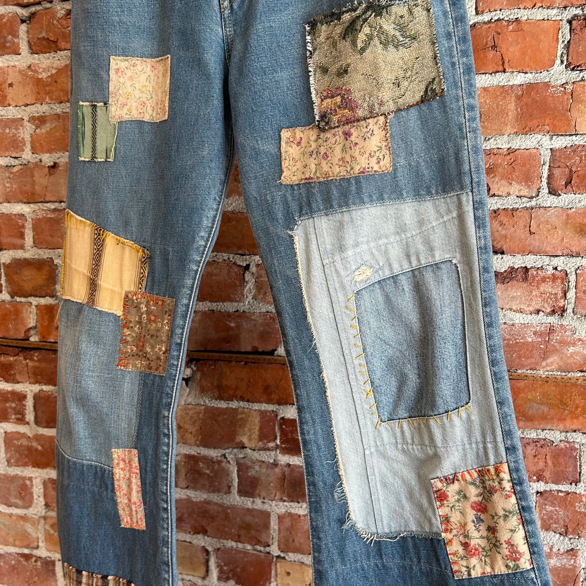 KAPITAL KOUNTRY OKABILLY FLARED PATCHWORK DENIM ‘BLUE’